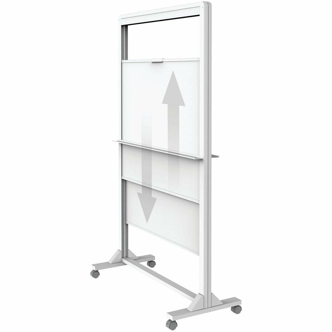 Image of Quartet® Motion Dual-Track Mobile Magnetic Dry-Erase Easel, 40.5" x 34", White Surface, White Aluminum Frame