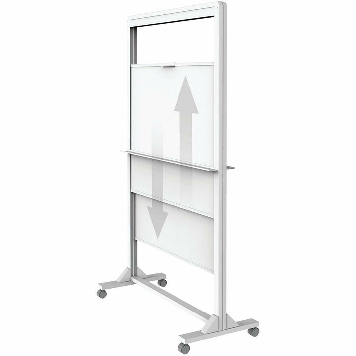 Image of Quartet® Motion Dual-Track Mobile Magnetic Dry-Erase Easel, 40.5" x 34", White Surface, White Aluminum Frame