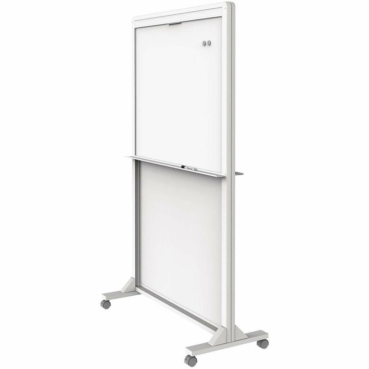 Image of Quartet® Motion Dual-Track Mobile Magnetic Dry-Erase Easel, 40.5" x 34", White Surface, White Aluminum Frame