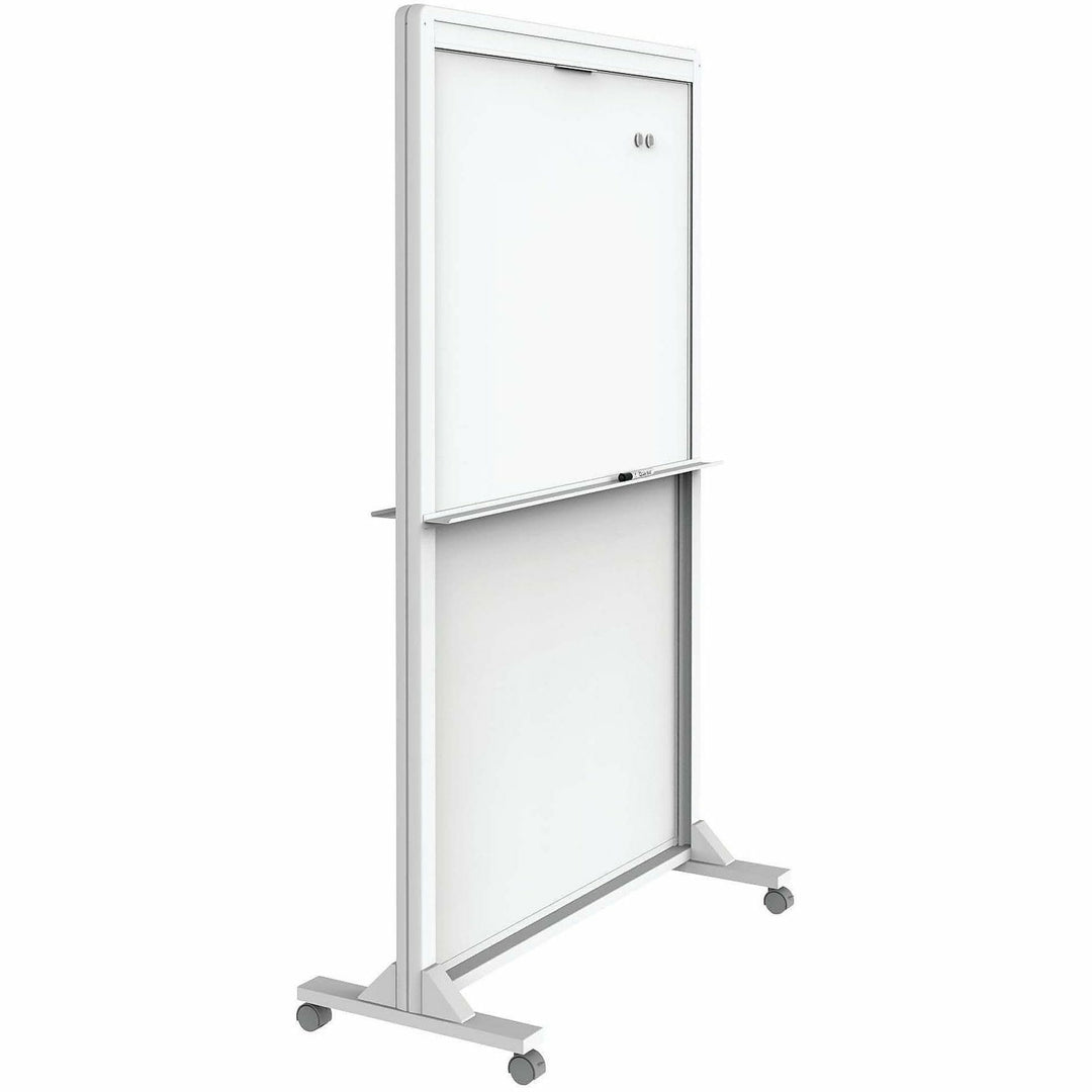 Image of Quartet® Motion Dual-Track Mobile Magnetic Dry-Erase Easel, 40.5" x 34", White Surface, White Aluminum Frame