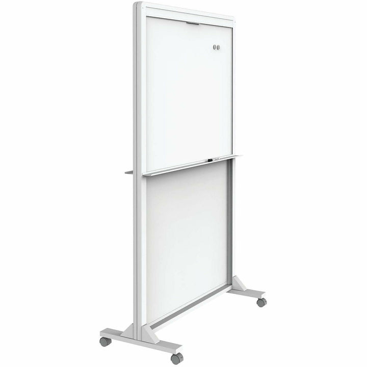 Image of Quartet® Motion Dual-Track Mobile Magnetic Dry-Erase Easel, 40.5" x 34", White Surface, White Aluminum Frame