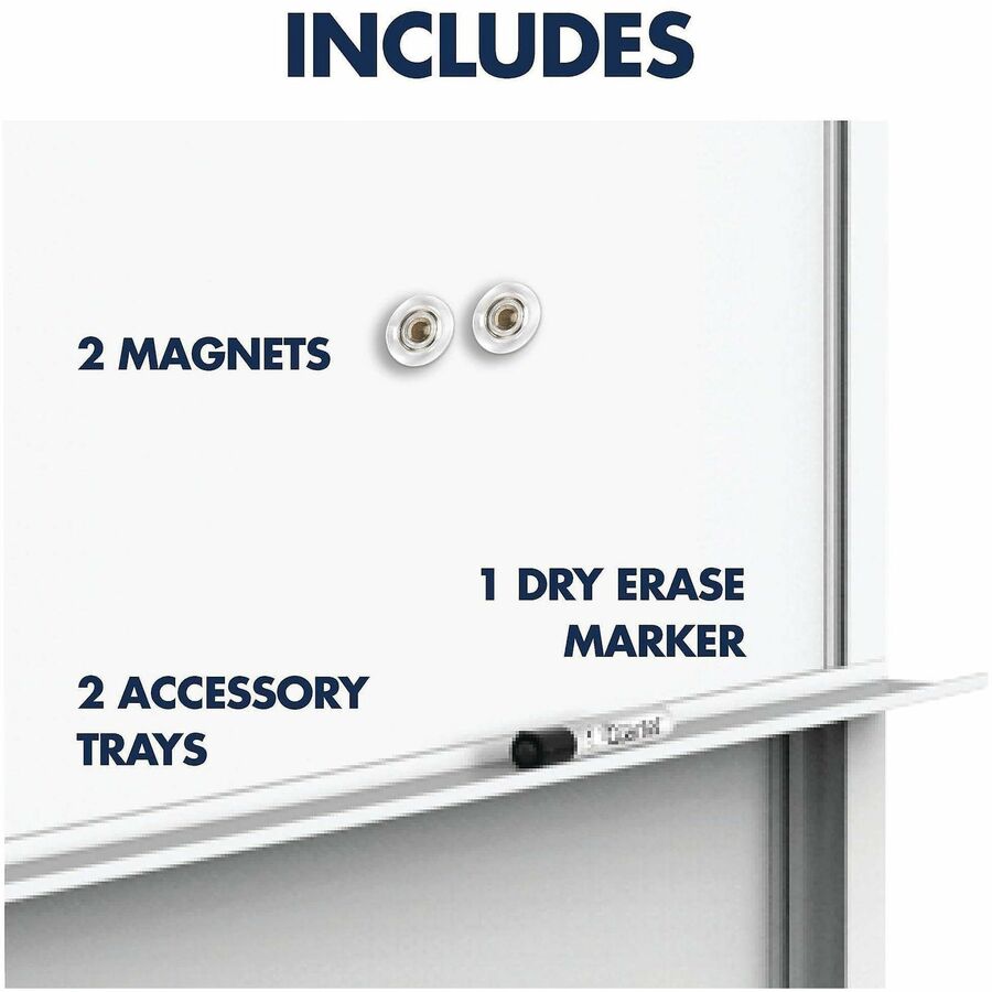 Image of Quartet® Motion Dual-Track Mobile Magnetic Dry-Erase Easel, 40.5" x 34", White Surface, White Aluminum Frame