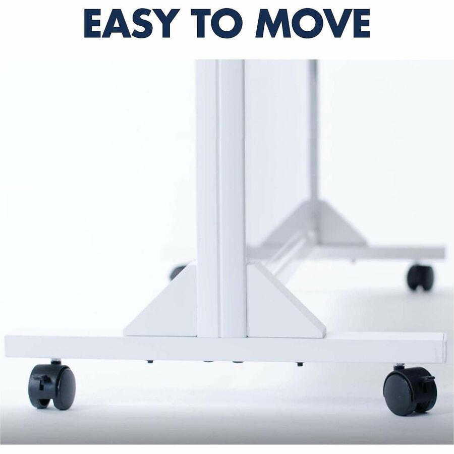 Image of Quartet® Motion Dual-Track Mobile Magnetic Dry-Erase Easel, 40.5" x 34", White Surface, White Aluminum Frame