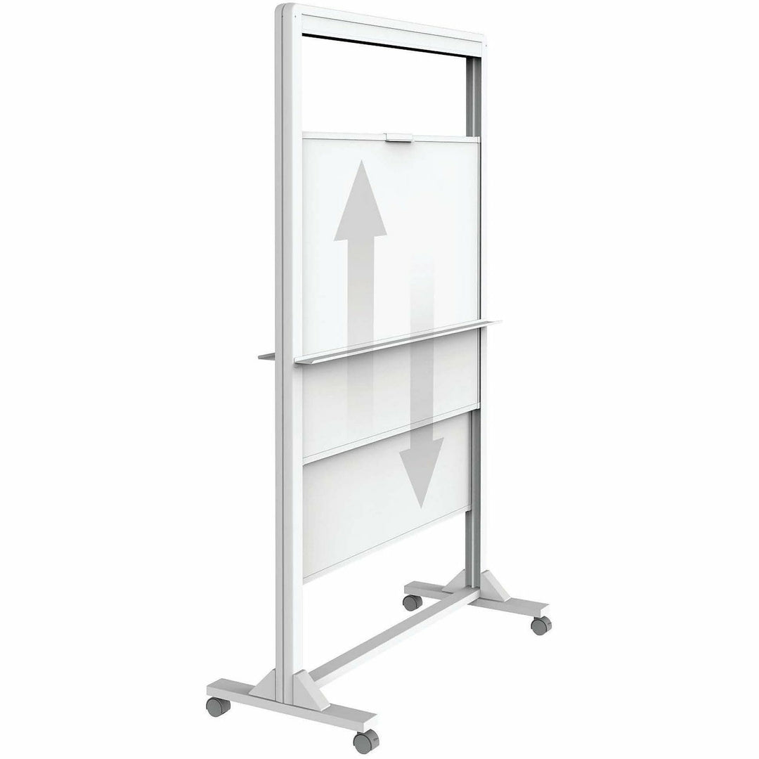 Image of Quartet® Motion Dual-Track Mobile Magnetic Dry-Erase Easel, 40.5" x 34", White Surface, White Aluminum Frame
