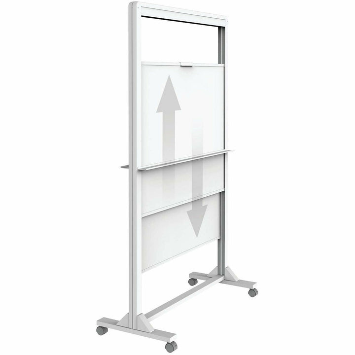 Image of Quartet® Motion Dual-Track Mobile Magnetic Dry-Erase Easel, 40.5" x 34", White Surface, White Aluminum Frame