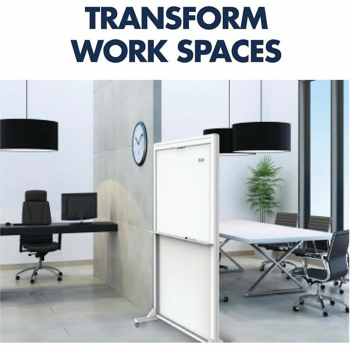 Image of Quartet® Motion Dual-Track Mobile Magnetic Dry-Erase Easel, 40.5" x 34", White Surface, White Aluminum Frame