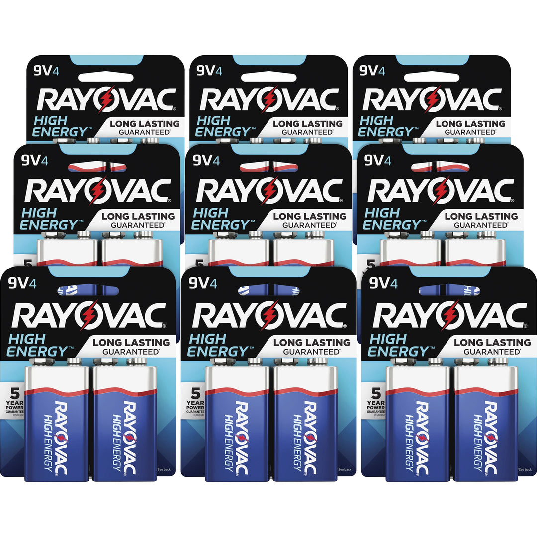 Image of Rayovac® Alkaline Batteries,9V HighEnergy Premium,4/PK,12PK/CT, BE/SR