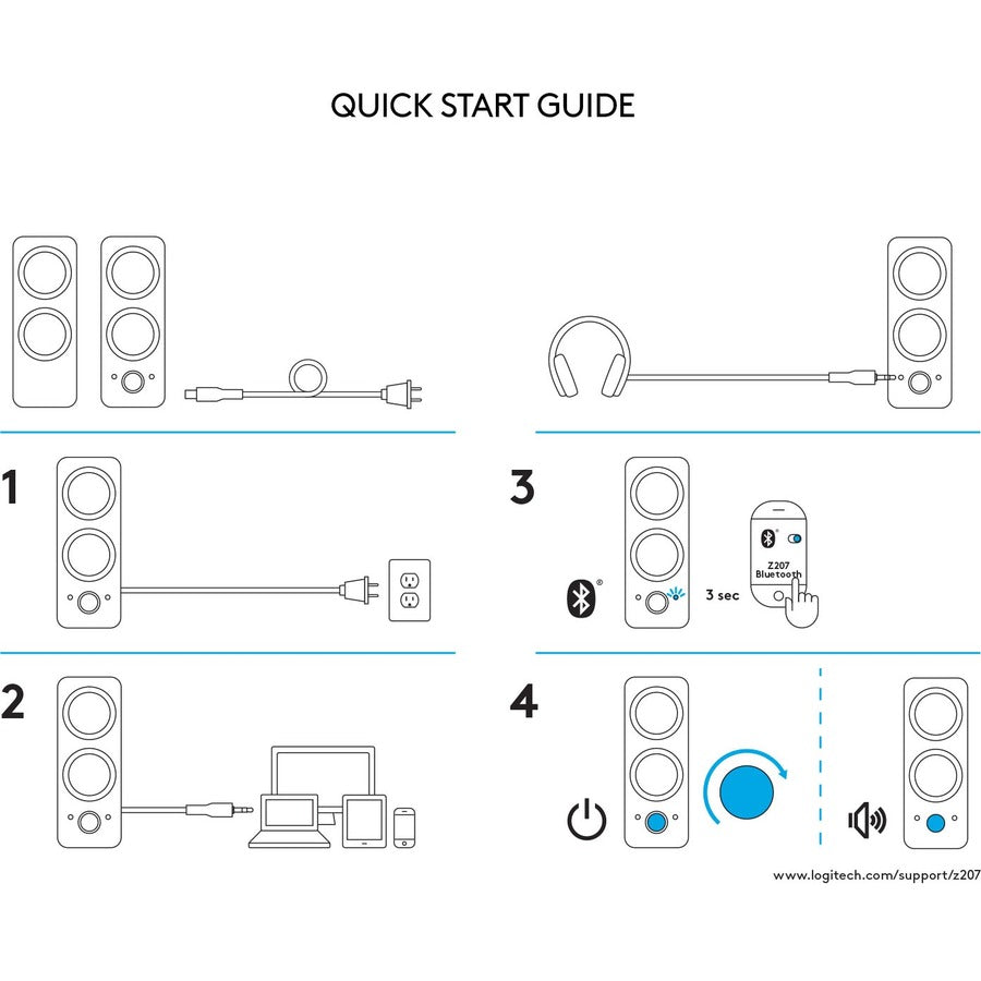 Image of Logitech Z207 Stereo Speakers with Bluetooth, 1 Set