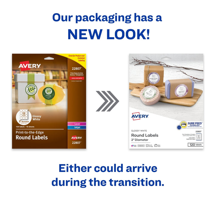 Image of Avery® Labels,Oval,18UP,Laser/Inkjet,1-1/2"x2-1/2",180/PK,Glossy CL