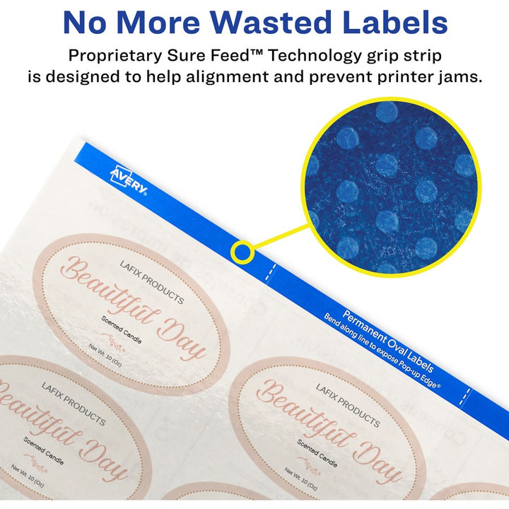 Image of Avery® Labels,Oval,18UP,Laser/Inkjet,1-1/2"x2-1/2",180/PK,Glossy CL