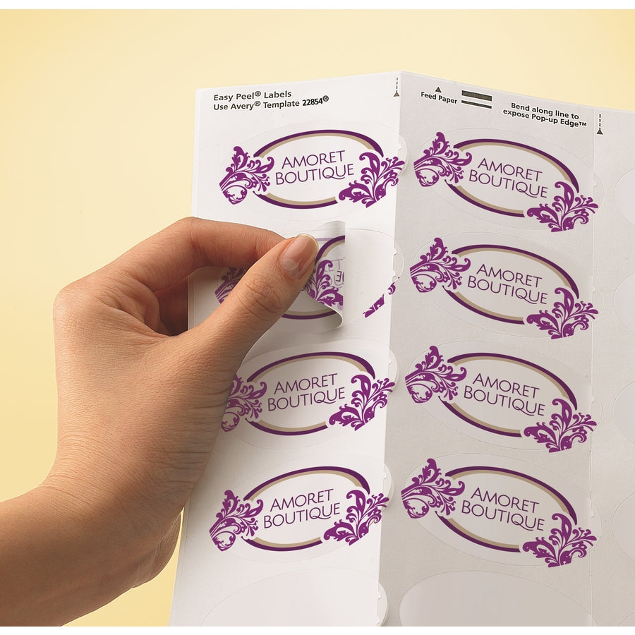 Image of Avery® Labels,Oval,18UP,Laser/Inkjet,1-1/2"x2-1/2",180/PK,Glossy CL
