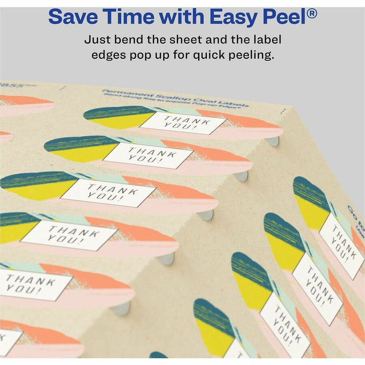 Image of Avery® Labels, Oval Scallop, 21UP, 2-1/4"x1-1/8", 525/PK, Brown