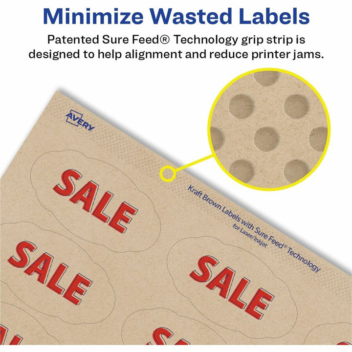 Image of Avery® Labels, Oval Scallop, 21UP, 2-1/4"x1-1/8", 525/PK, Brown