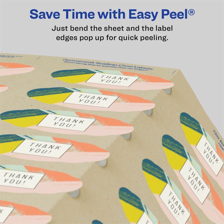 Image of Avery® Labels, Oval Scallop, 21UP, 2-1/4"x1-1/8", 525/PK, Brown