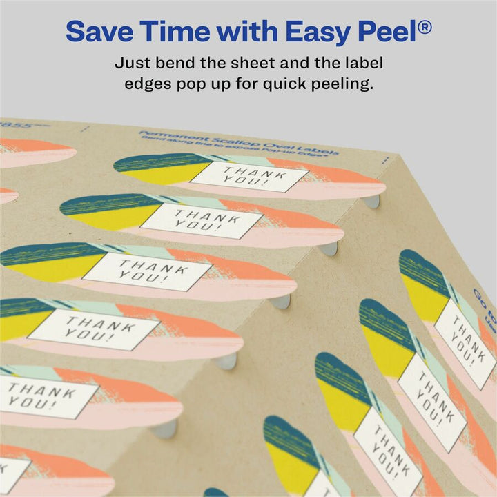 Image of Avery® Labels, Oval Scallop, 21UP, 2-1/4"x1-1/8", 525/PK, Brown