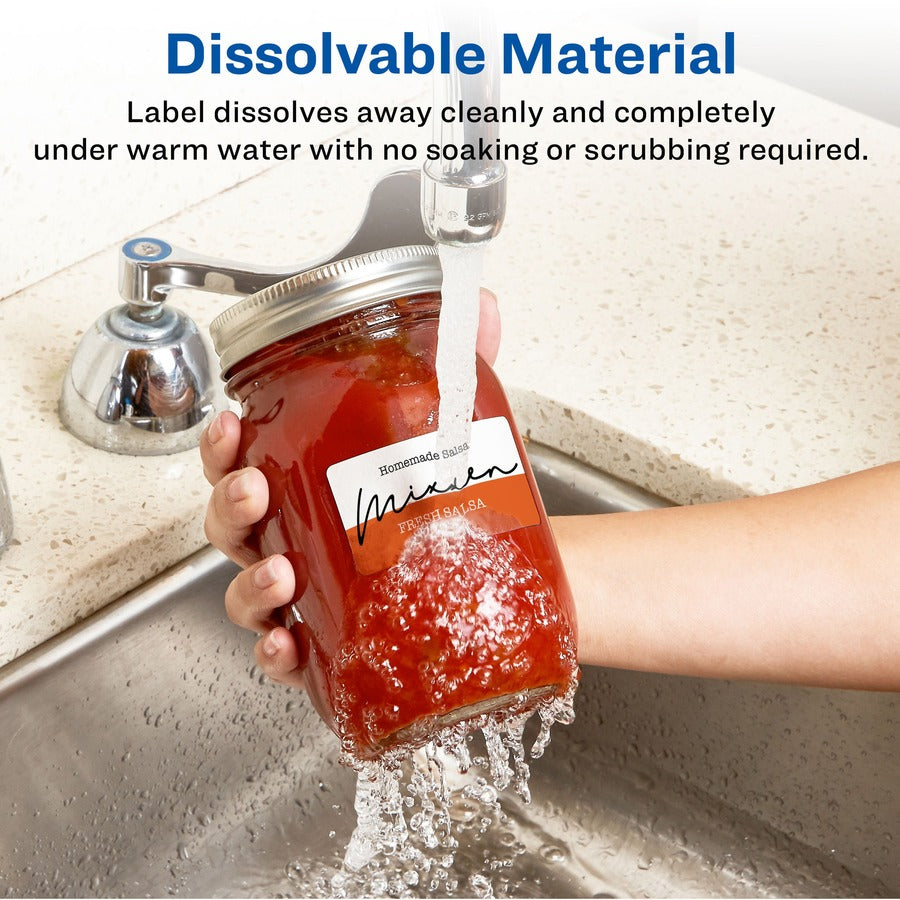 Image of Avery® White Dissolvable Labels w/ Sure Feed, 1.25 x 2.38, White, 90/PK
