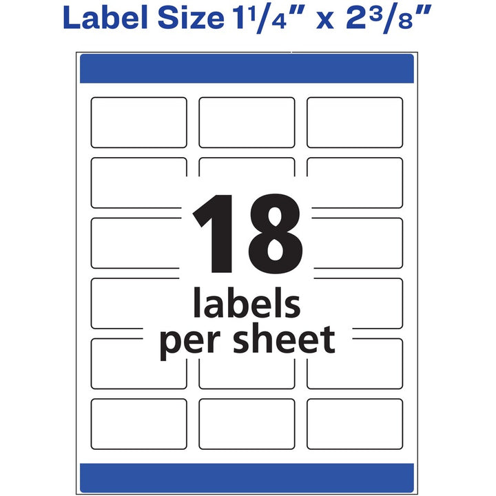 Image of Avery® White Dissolvable Labels w/ Sure Feed, 1.25 x 2.38, White, 90/PK