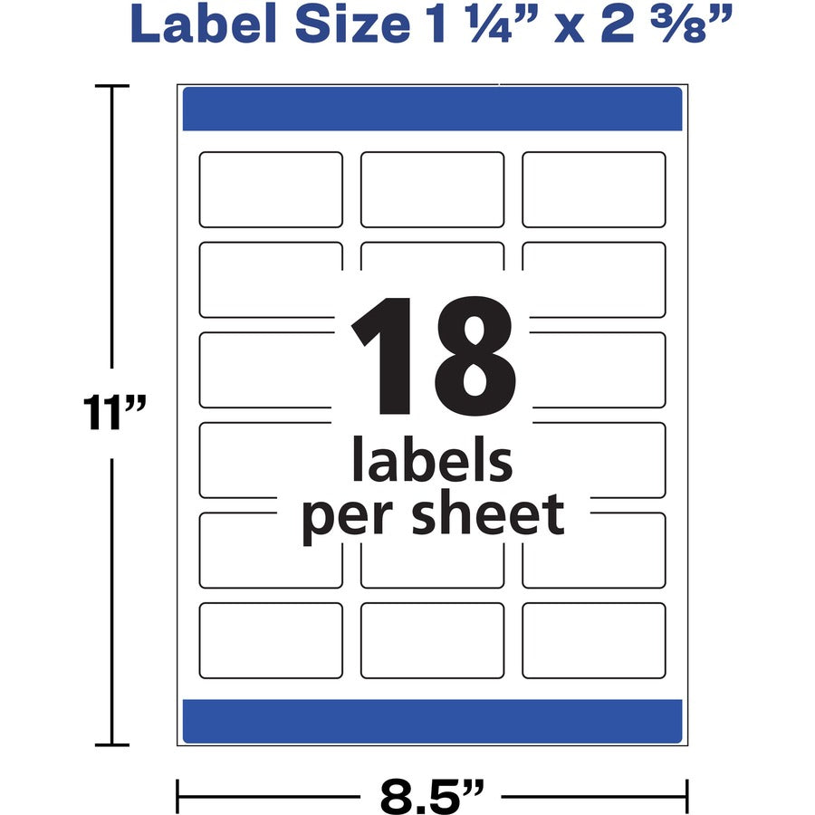 Image of Avery® White Dissolvable Labels w/ Sure Feed, 1.25 x 2.38, White, 90/PK