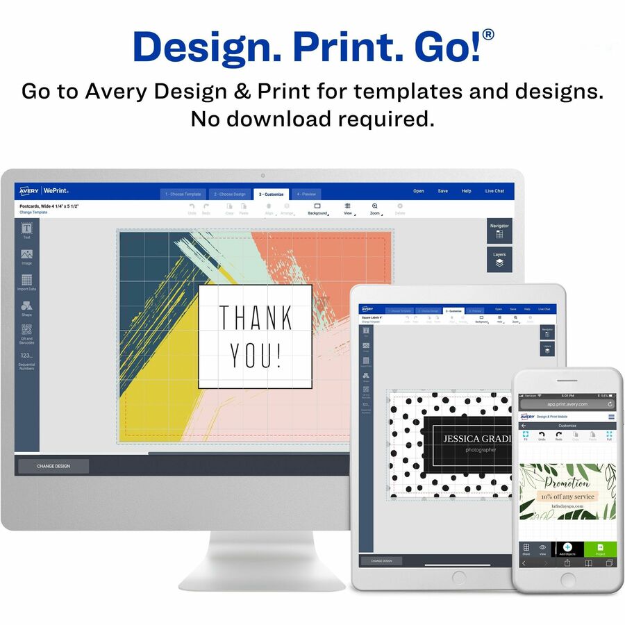 Image of Avery® Printable Postcards, Inkjet/Laser, 80 lb, 4.25 x 5.5, Matte Ivory, 100 Cards, 4 Cards/Sheet, 25 Sheets/Box