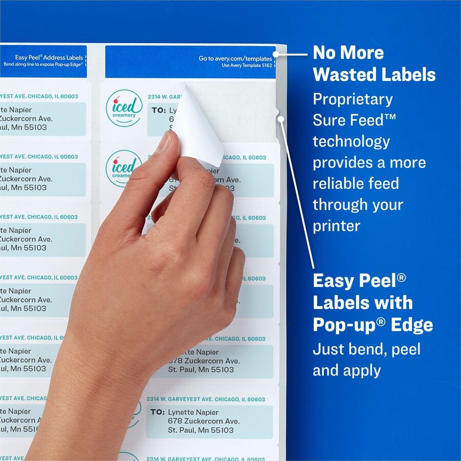 Image of Avery® Glossy Clear Easy Peel Mailing Labels W/ Sure Feed Technology, Inkjet/laser Printers, 0.66 X 1.75, 60/sheet, 10 Sheets/pk