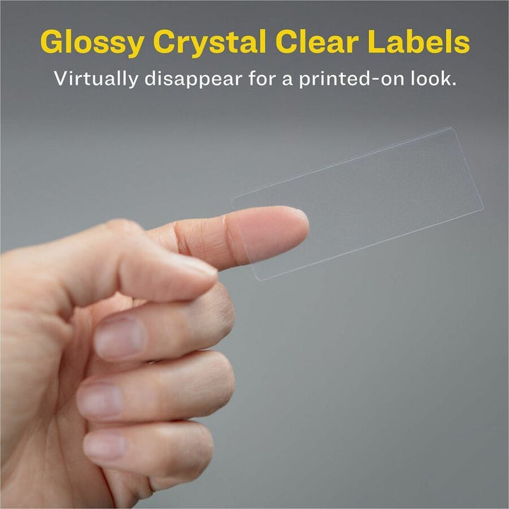 Image of Avery® Glossy Clear Easy Peel Mailing Labels W/ Sure Feed Technology, Inkjet/laser Printers, 0.66 X 1.75, 60/sheet, 10 Sheets/pk