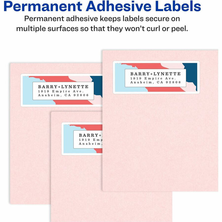 Image of Avery® Glossy White Easy Peel Mailing Labels W/ Sure Feed Technology, Laser Printers, 2 X 4, White, 10/sheet, 25 Sheets/pack