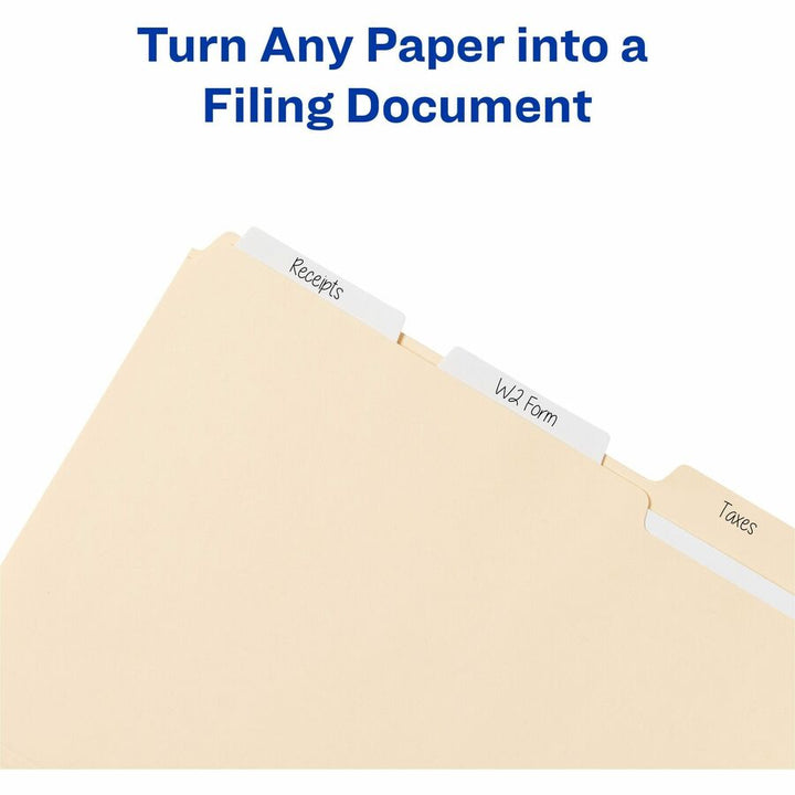 Image of Avery® Ultra Tabs Repositionable Tabs, Wide and Slim: 3" x 1.5", 1/3-Cut, White, 24/Pack