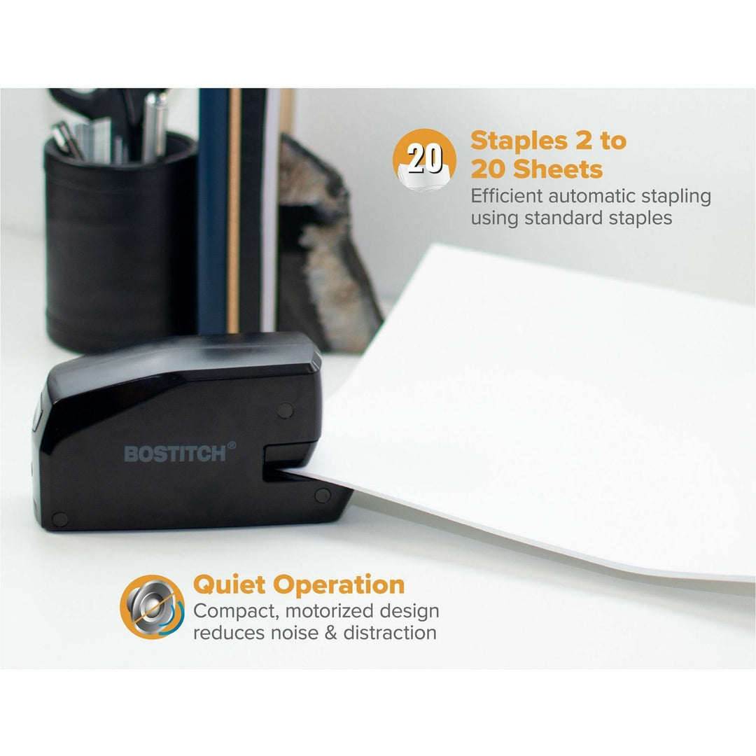 Image of Bostitch MDS20 20-sheet Electric Stapler, Staples Upto 20 Sheet, Holds Upto 105 Staple, Half Strip, 4 x AA, Black, 1 Each