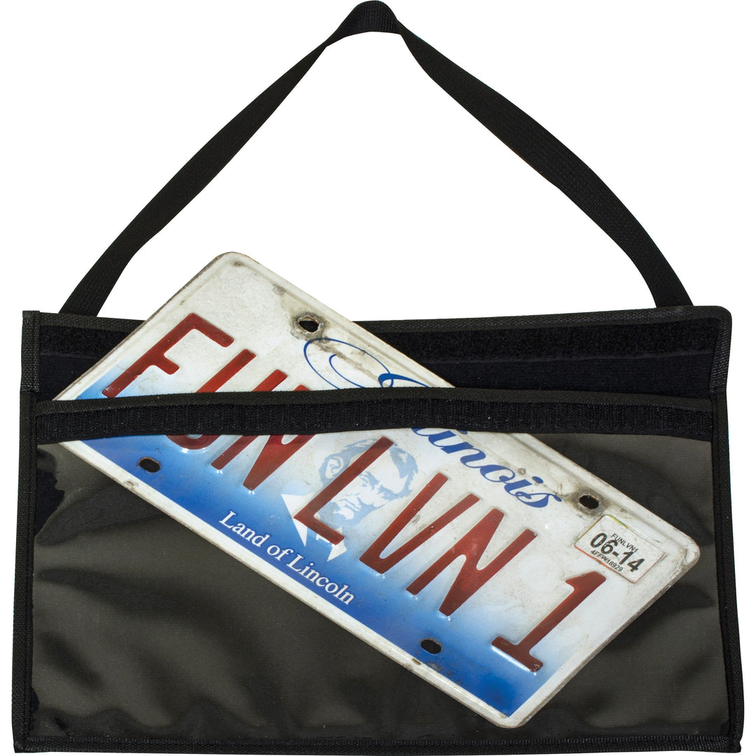 Image of C-Line® Stitched Shop Ticket Holders with 24" Hang Strap, Super Heavy-Duty, Side Load 13 x 8.5 Insert, Clear Front, Black Border