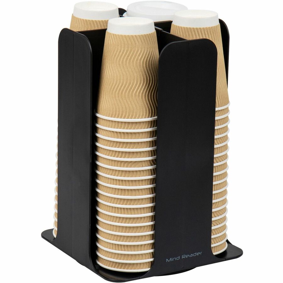 Image of Mind Reader CDISPBLK Totem Breakroom Cup/Lid Holder, 80 Cup Capacity, Black, 1 Each