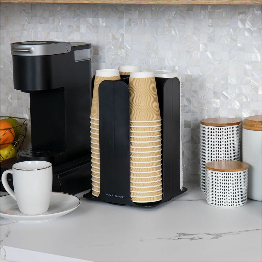 Image of Mind Reader CDISPBLK Totem Breakroom Cup/Lid Holder, 80 Cup Capacity, Black, 1 Each