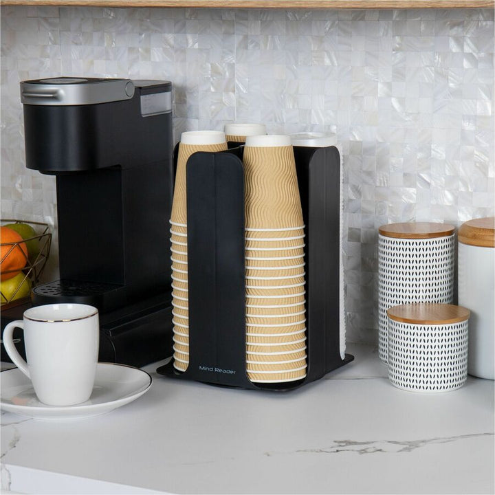 Image of Mind Reader CDISPBLK Totem Breakroom Cup/Lid Holder, 80 Cup Capacity, Black, 1 Each