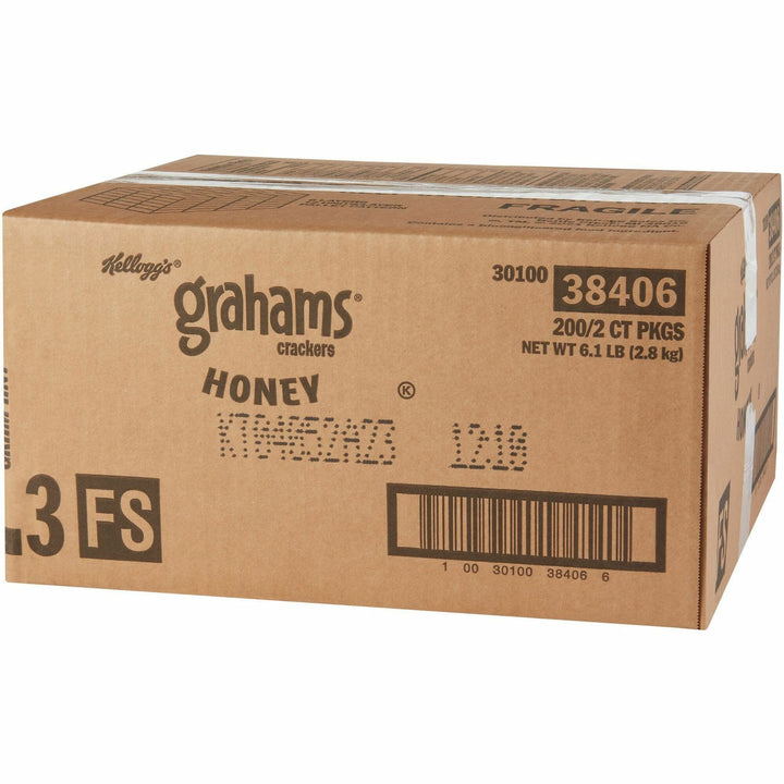Image of Kellogg's 38406 Grahams Honey Crackers, Individually Wrapped, Honey, 0.49 oz, 2/Pack, 200 / Carton