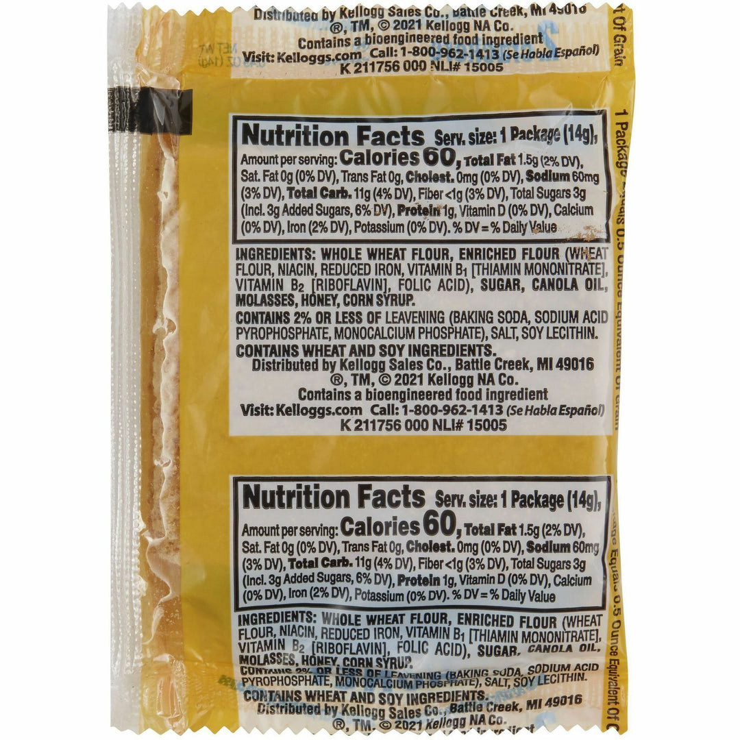Image of Kellogg's 38406 Grahams Honey Crackers, Individually Wrapped, Honey, 0.49 oz, 2/Pack, 200 / Carton