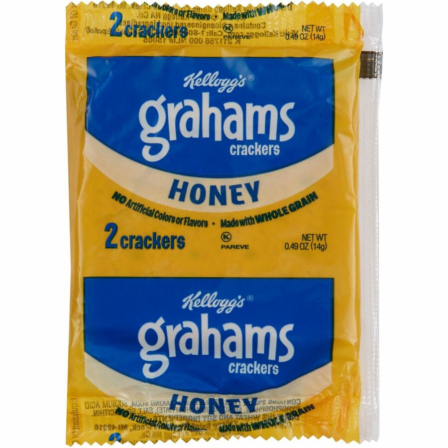 Image of Kellogg's 38406 Grahams Honey Crackers, Individually Wrapped, Honey, 0.49 oz, 2/Pack, 200 / Carton