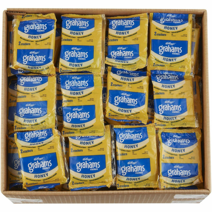 Image of Kellogg's 38406 Grahams Honey Crackers, Individually Wrapped, Honey, 0.49 oz, 2/Pack, 200 / Carton