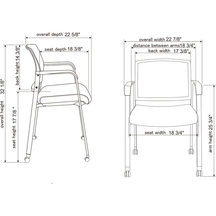 Image of Lorell Guest Chair,Mesh Back,w/Casters,22-7/8"x22-5/8"x32-1/8",BK