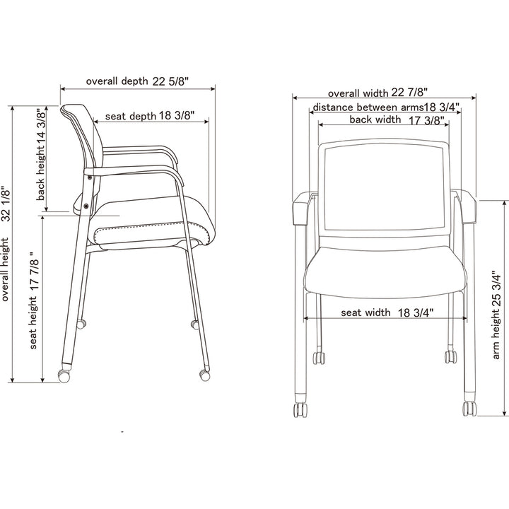 Image of Lorell Guest Chair,Mesh Back,w/Casters,22-7/8"x22-5/8"x32-1/8",BK