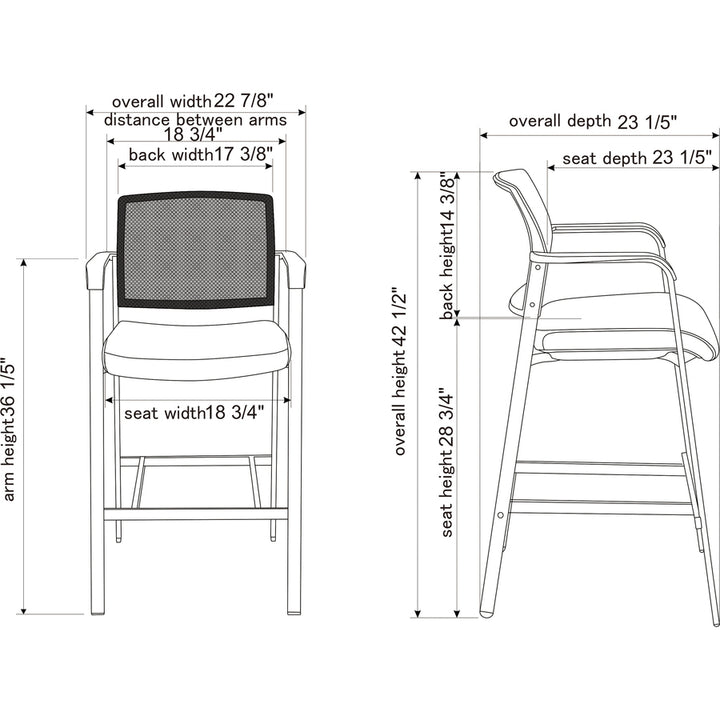 Image of Lorell Stool, f/Guests, Mesh Back, 23-5/8"x22-78"x42-7/8", Black