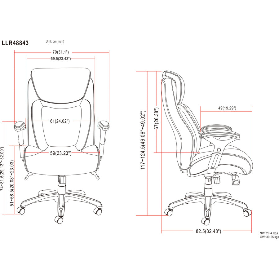 Image of Lorell 48843 Wellness by Design Big & Tall Chair with Flexible Air Technology