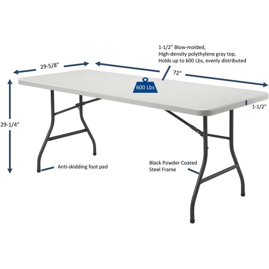 Image of Lorell Banquet Table,Light Duty,600 lb Cap.,72"x30"x29",PM/GY