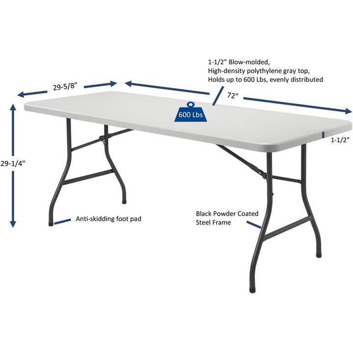 Image of Lorell Banquet Table,Light Duty,600 lb Cap.,72"x30"x29",PM/GY