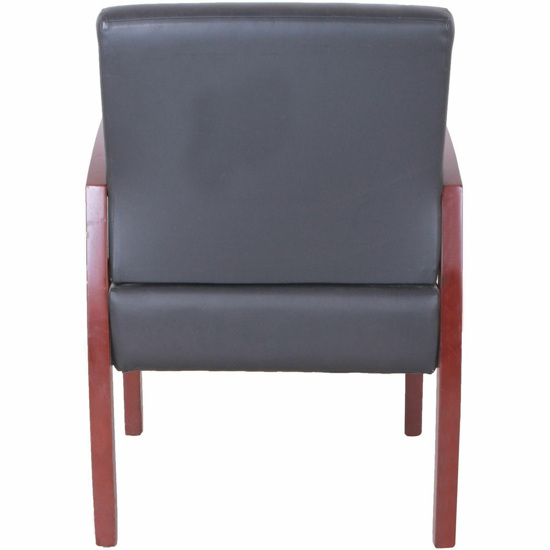 Image of Lorell Guest Chair, 24"x25"x35-35-1/2", BK Leather/MY Frame