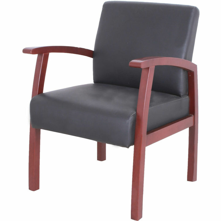 Image of Lorell Guest Chair, 24"x25"x35-35-1/2", BK Leather/MY Frame
