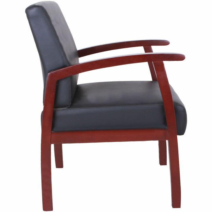 Image of Lorell Guest Chair, 24"x25"x35-35-1/2", BK Leather/MY Frame