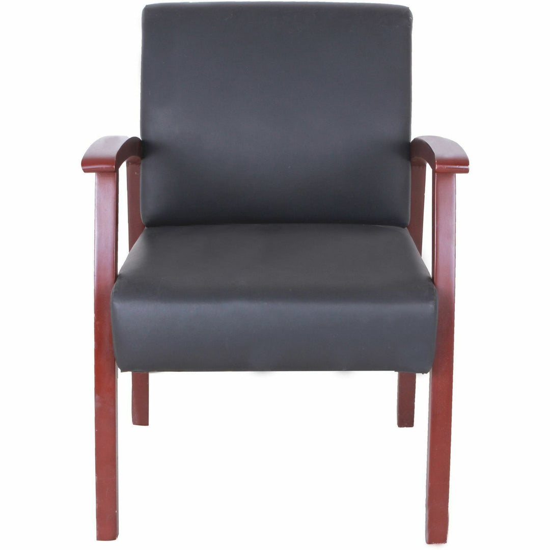 Image of Lorell Guest Chair, 24"x25"x35-35-1/2", BK Leather/MY Frame