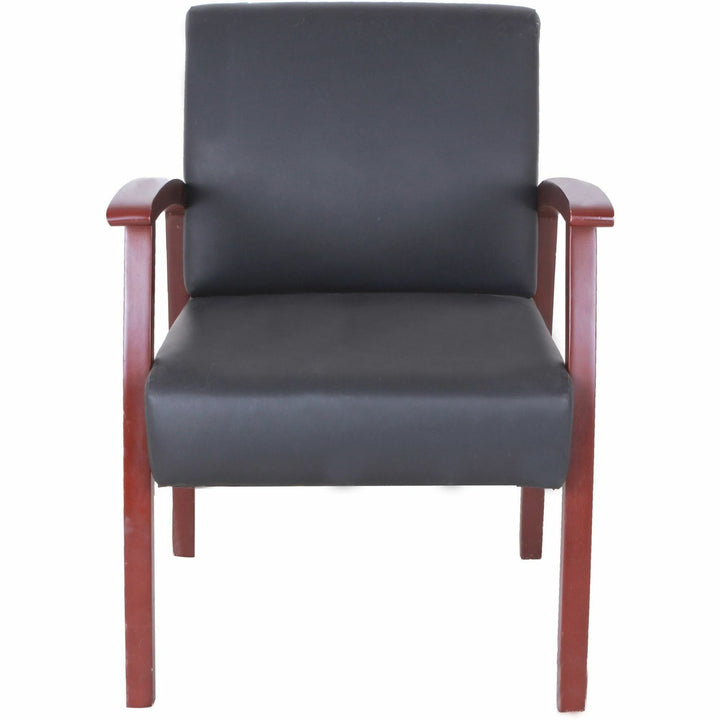 Image of Lorell Guest Chair, 24"x25"x35-35-1/2", BK Leather/MY Frame