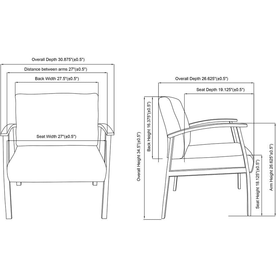 Image of Lorell Guest Chair, Big&Tall, Leather, 24"x25"x35-35-1/2", Black