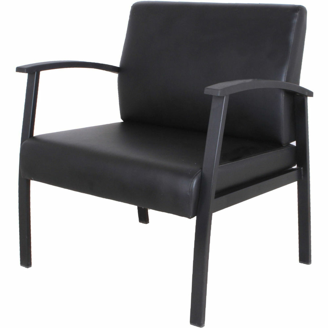 Image of Lorell Guest Chair, Big&Tall, Leather, 24"x25"x35-35-1/2", Black