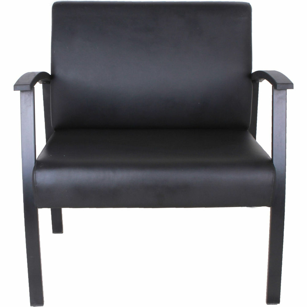 Image of Lorell Guest Chair, Big&Tall, Leather, 24"x25"x35-35-1/2", Black